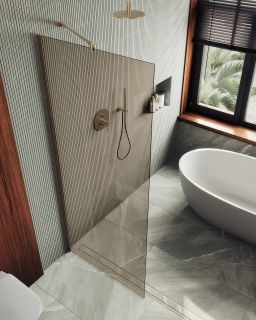 Душевая перегородка MaybahGlass MGD-696-2ш 79см бронза